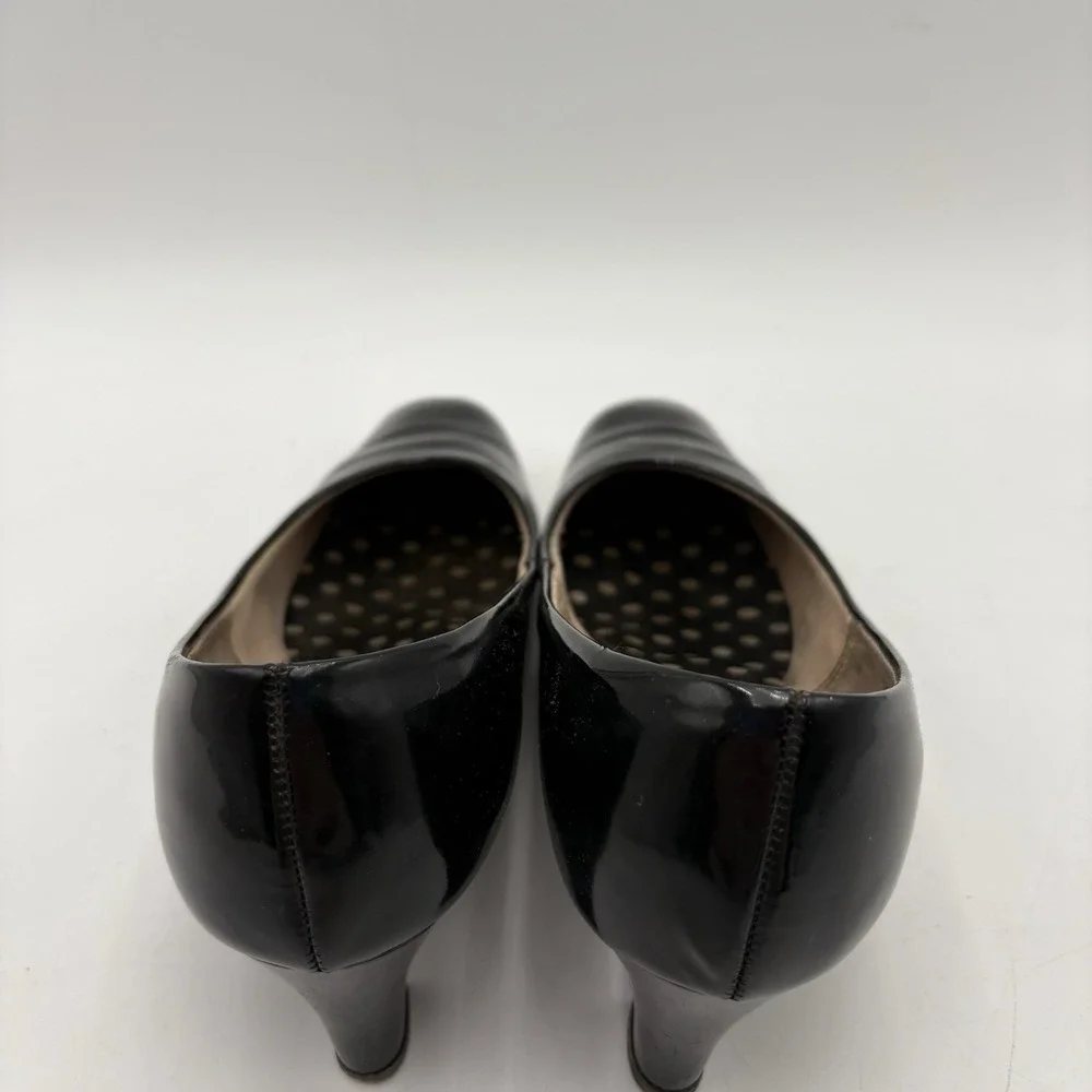 Audition Womens 7.5 Narrow Black Leather Heels Vintage Classic Pumps Made‎ Italy
